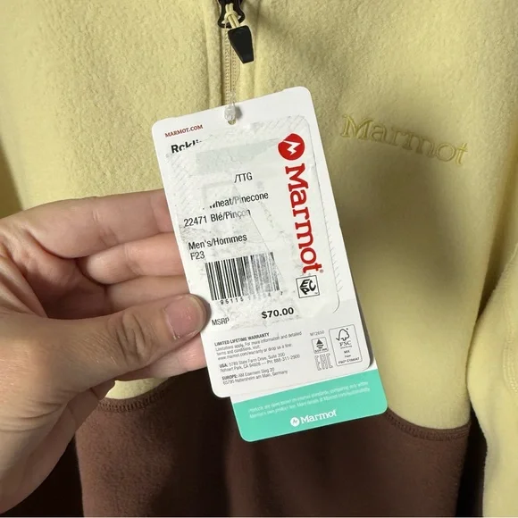 Marmot Rocklin Yellow and Brown Fleece Jacket - Picture 3 of 5